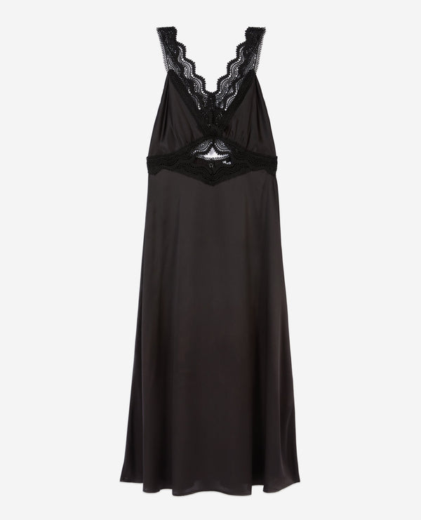 The Kooples - Robe Longue En Soie Avec Guipure
