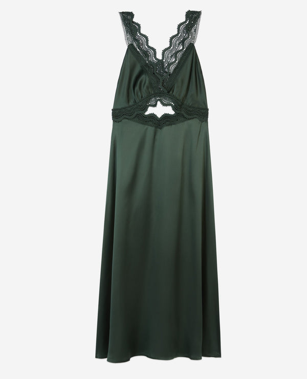 The Kooples - Robe Longue En Soie Avec Guipure