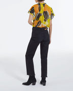 The Kooples - Top Jaune Imprimé Fluide À Volants - Femme
