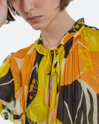 The Kooples - Top Jaune Imprimé Fluide À Volants - Femme