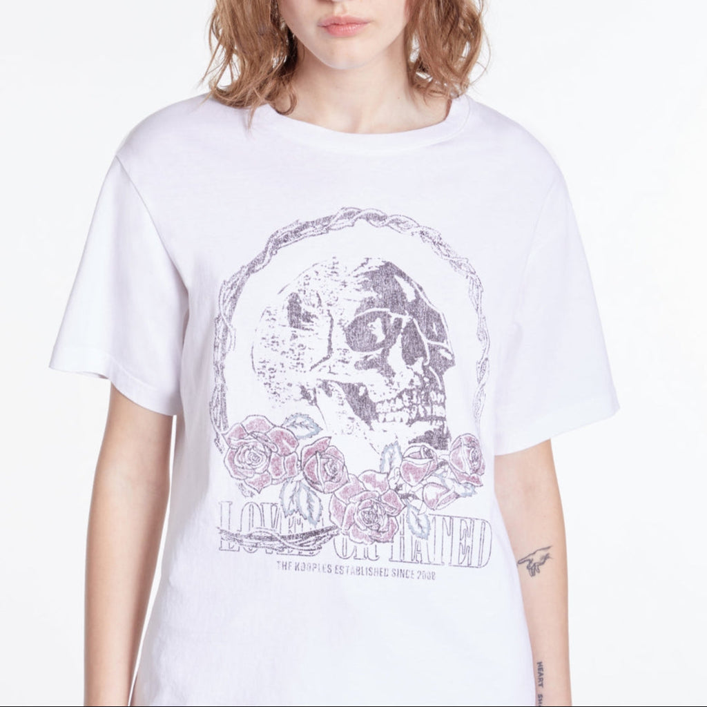 The Kooples - T-Shirt Manches Courtes Avec Print Skull And Roses - Femme