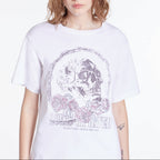 The Kooples - T-Shirt Manches Courtes Avec Print Skull And Roses - Femme