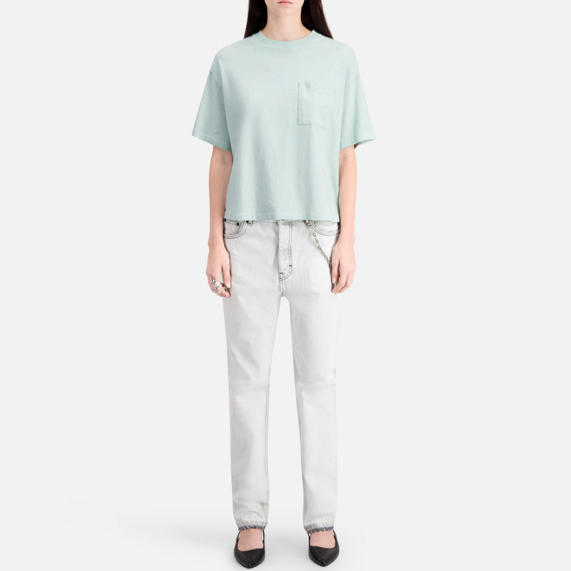 The Kooples - T-Shirt Cropped A Poche Poitrine - Femme