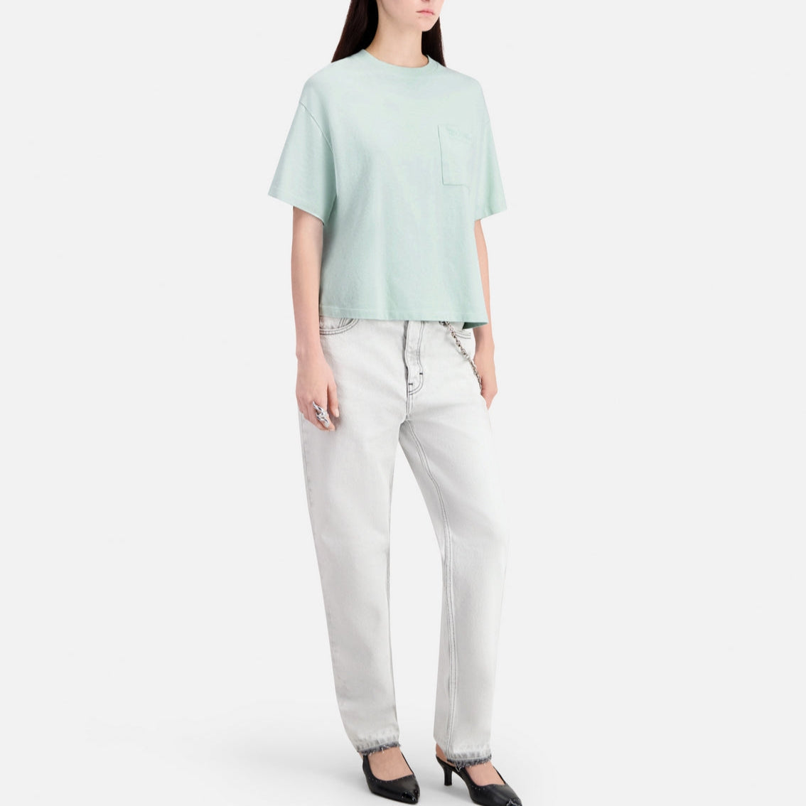 The Kooples - T-Shirt Cropped A Poche Poitrine - Femme