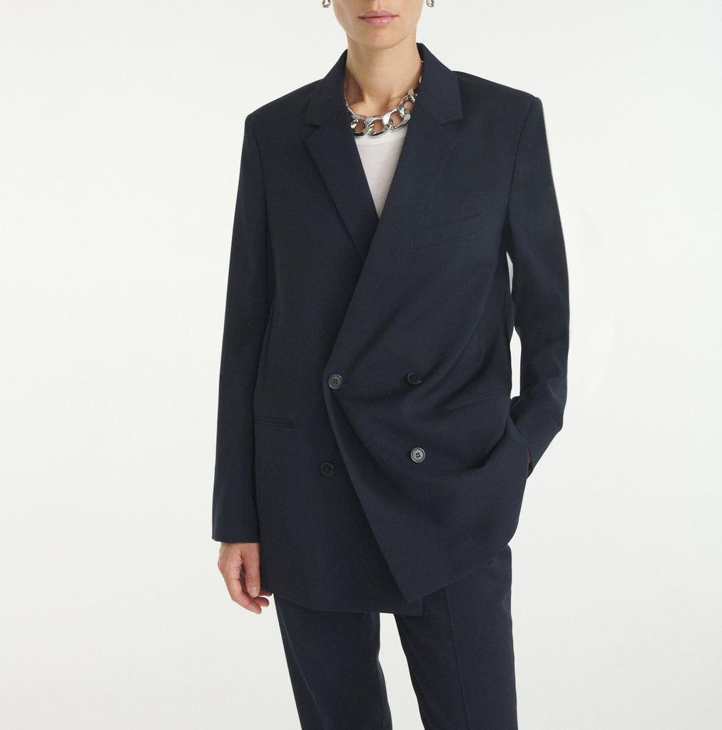 The Kooples - Veste Laine Bleu Foncé Double Boutonnage - Femme