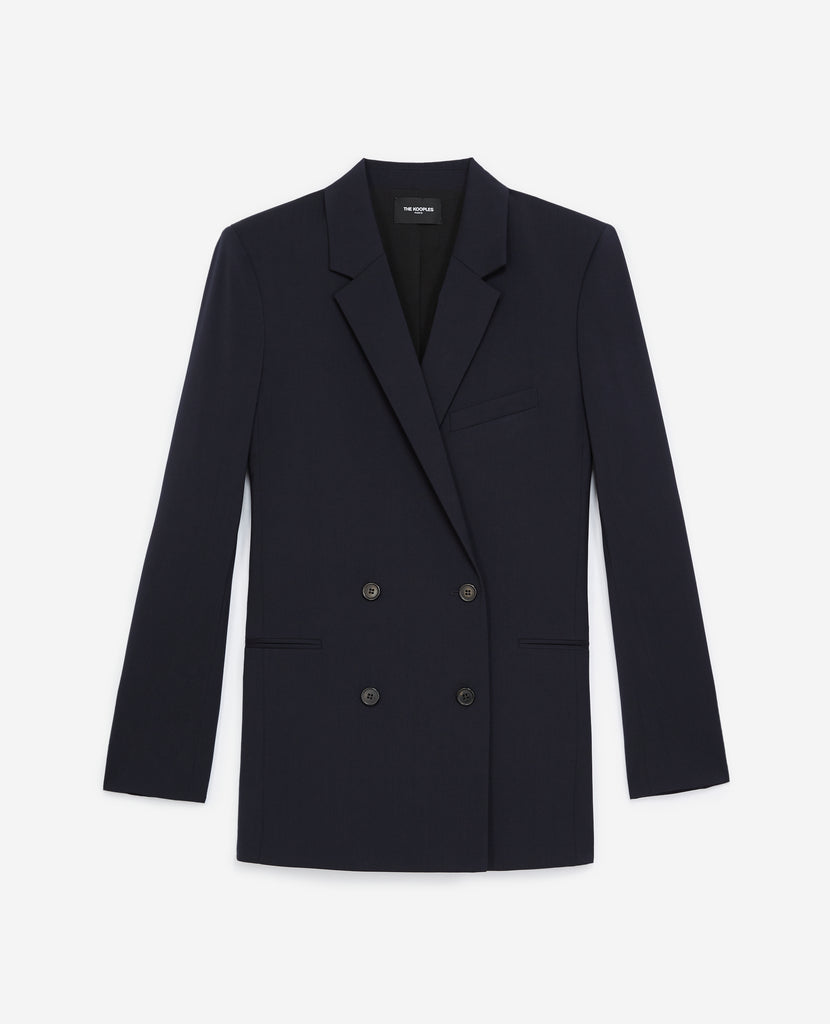 The Kooples - Veste Laine Bleu Foncé Double Boutonnage - Femme