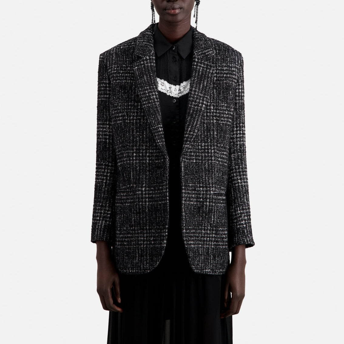 The Kooples - Veste En Laine Et Alpaga - Noir Et Blanc - Femme
