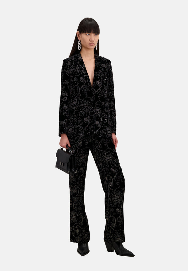 The Kooples - Veste De Costume Col Classique En Velours Avec Glitters