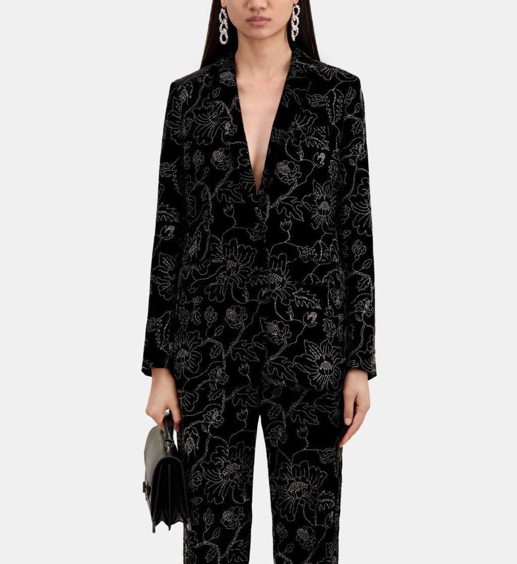 The Kooples - Veste De Costume Col Classique En Velours Avec Glitters