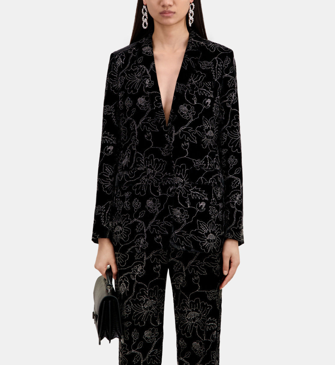 The Kooples - Veste De Costume Col Classique En Velours Avec Glitters