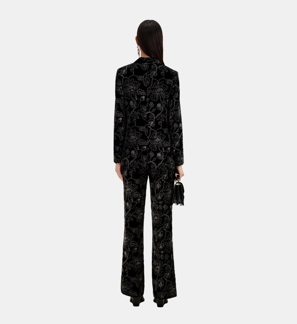 The Kooples - Veste De Costume Col Classique En Velours Avec Glitters