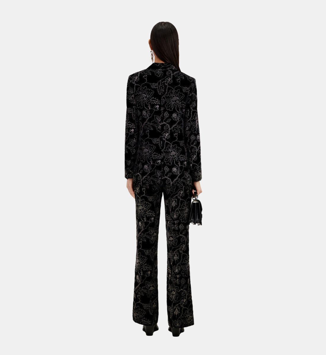 The Kooples - Veste De Costume Col Classique En Velours Avec Glitters
