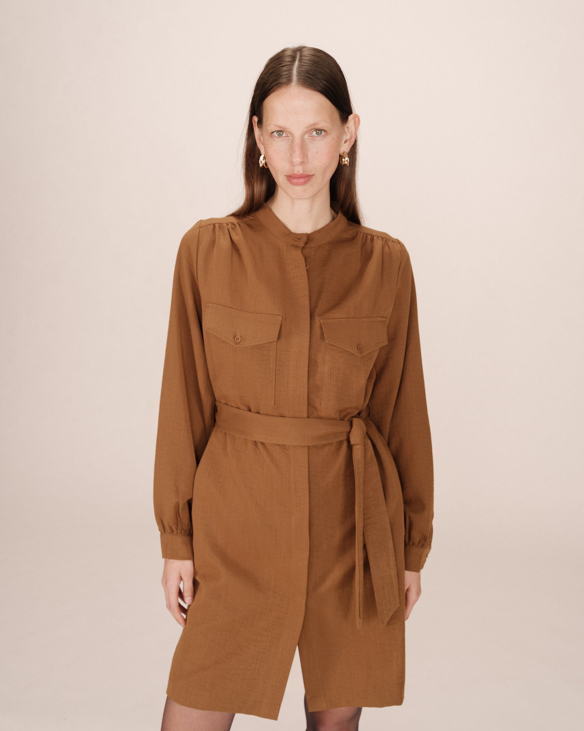 Robe Chemise Courte Kaki Serbia