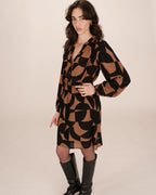 Robe Courte Graphique Chocolat Selia