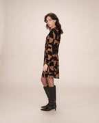Robe Courte Graphique Chocolat Selia