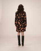 Robe Courte Graphique Chocolat Selia