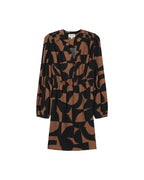 Robe Courte Graphique Chocolat Selia