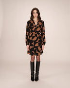 Robe Courte Graphique Chocolat Selia