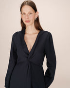 Robe Longue Decollete V Marine Shirley