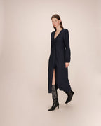 Robe Longue Decollete V Marine Shirley