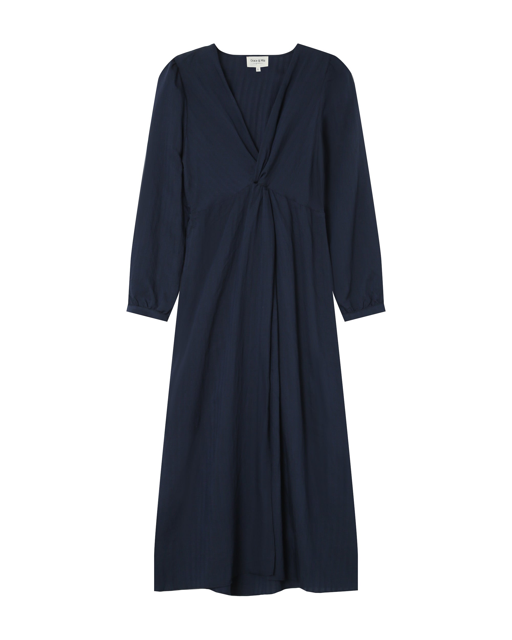 Robe Longue Decollete V Marine Shirley
