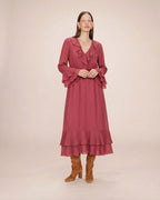 Robe Aérienne Longue À Volants Blush Samira