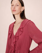 Robe Aérienne Longue À Volants Blush Samira
