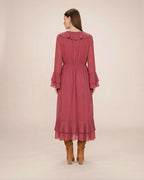 Robe Aérienne Longue À Volants Blush Samira