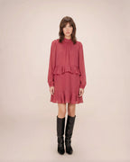Robe Courte Fluide À Volant Blush Sahelle