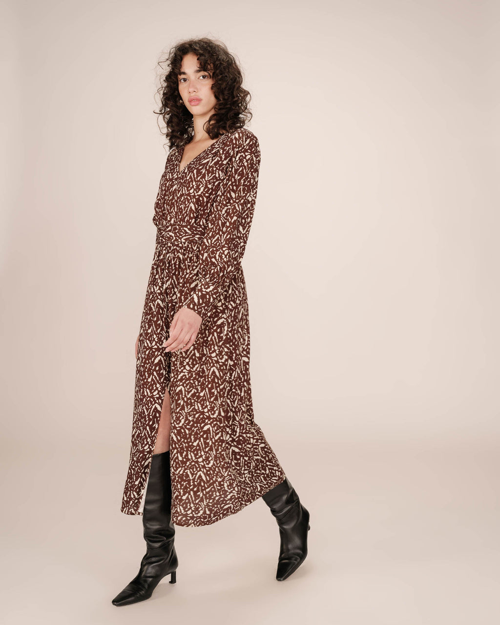 Robe Longue Abstraite Chocolat Soisson