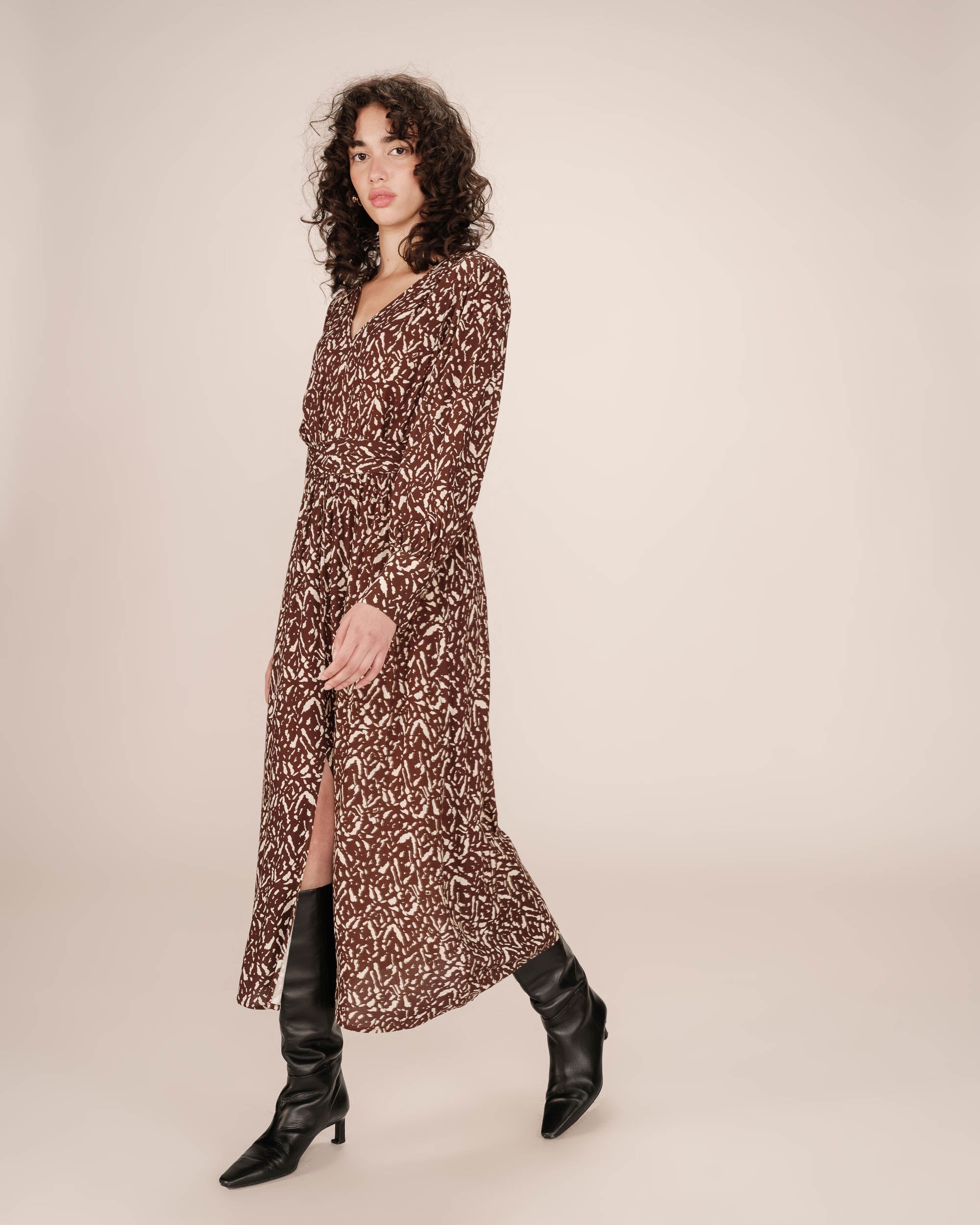 Robe Longue Abstraite Chocolat Soisson