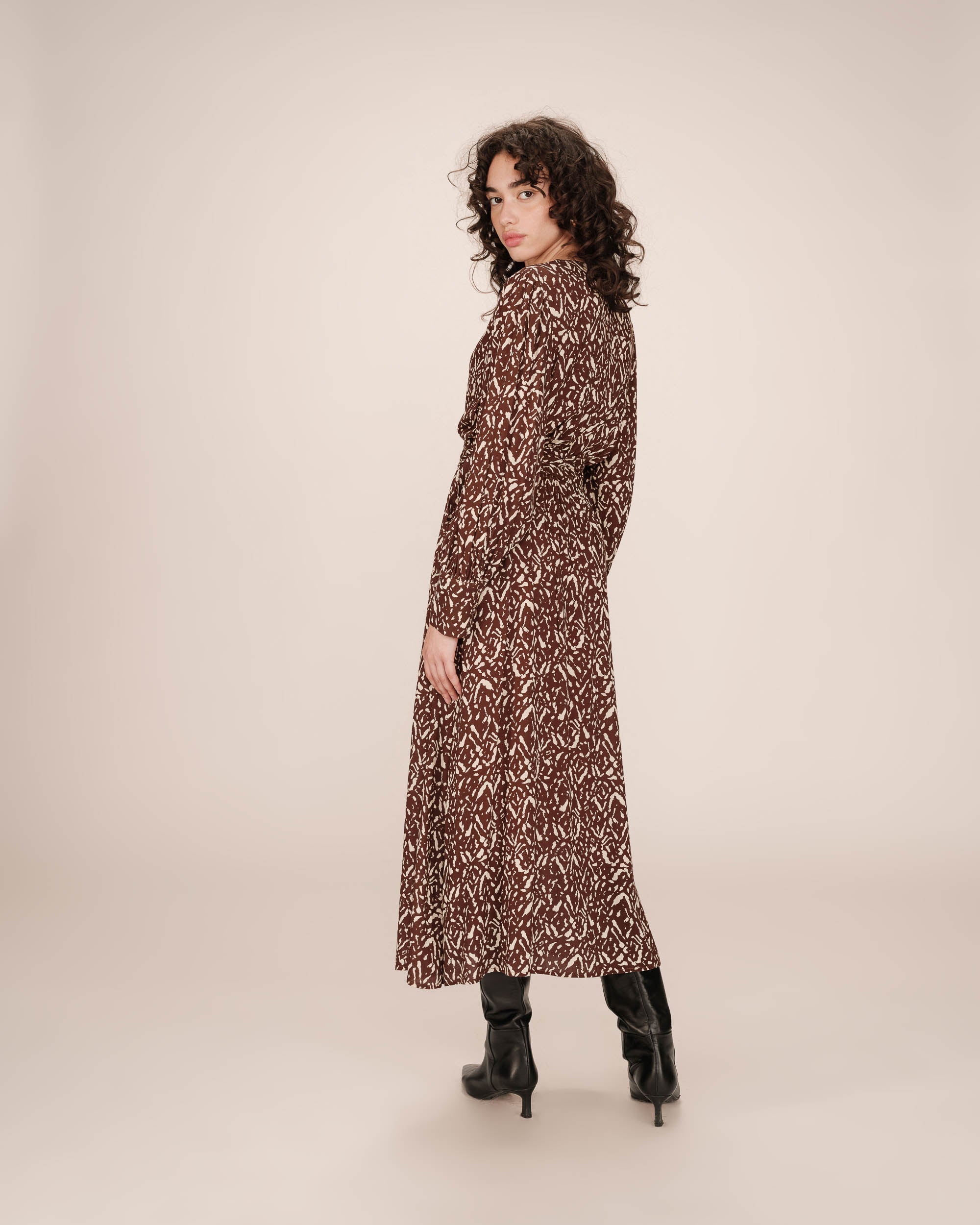 Robe Longue Abstraite Chocolat Soisson