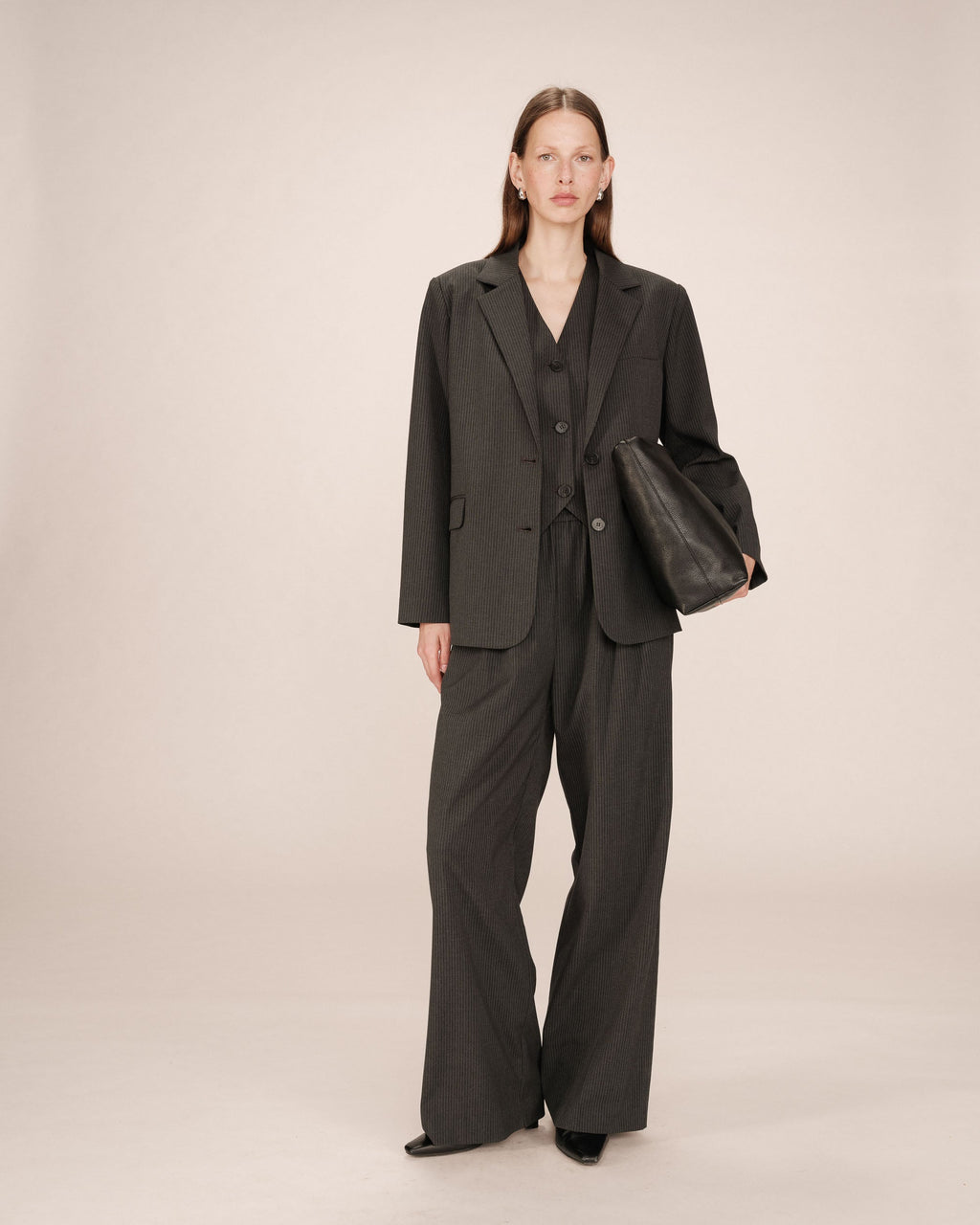 Blazer Droit A Rayures Anthracite Silly