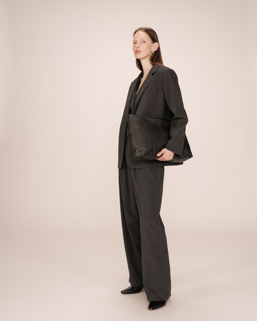 Blazer Droit A Rayures Anthracite Silly