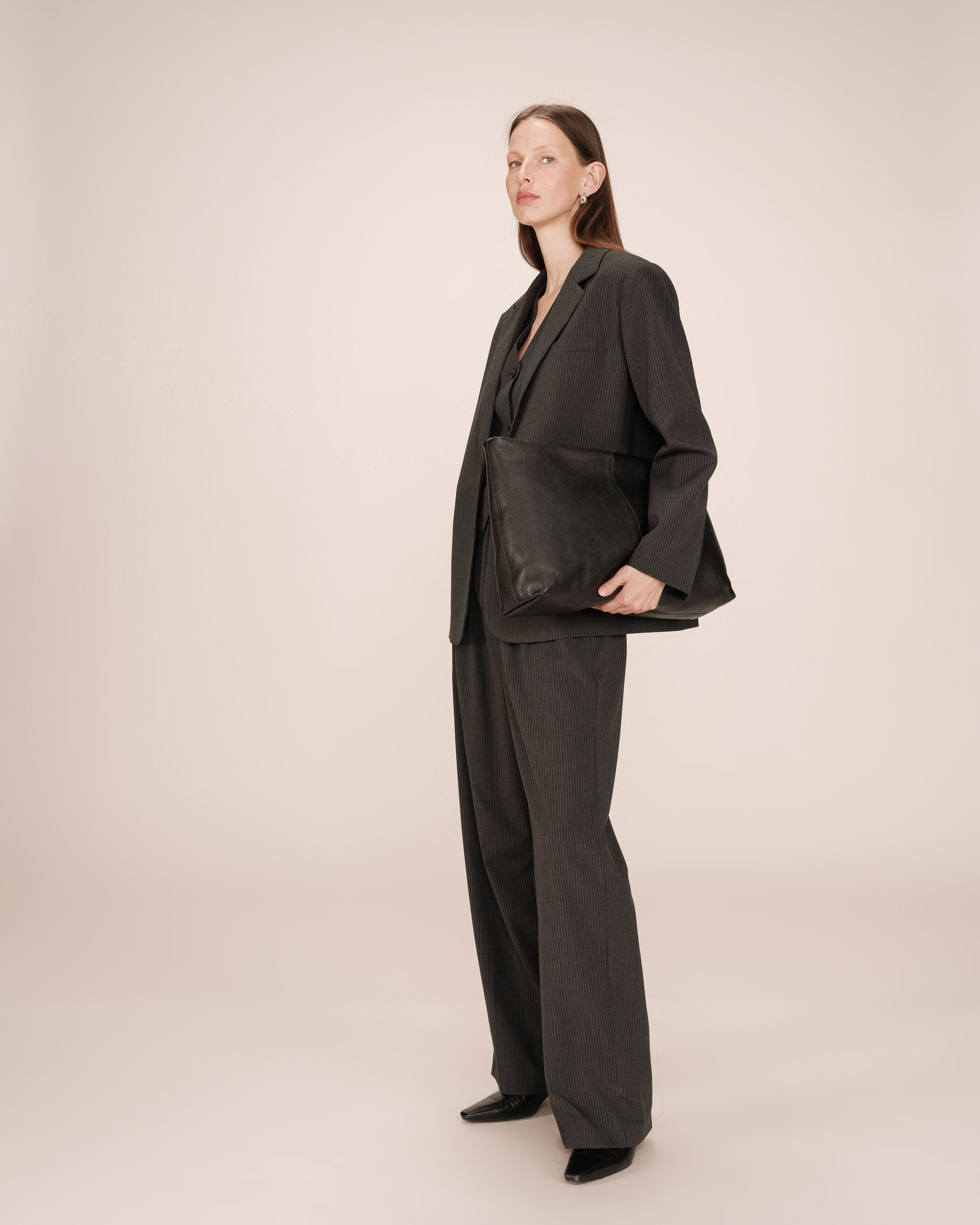 Blazer Droit A Rayures Anthracite Silly