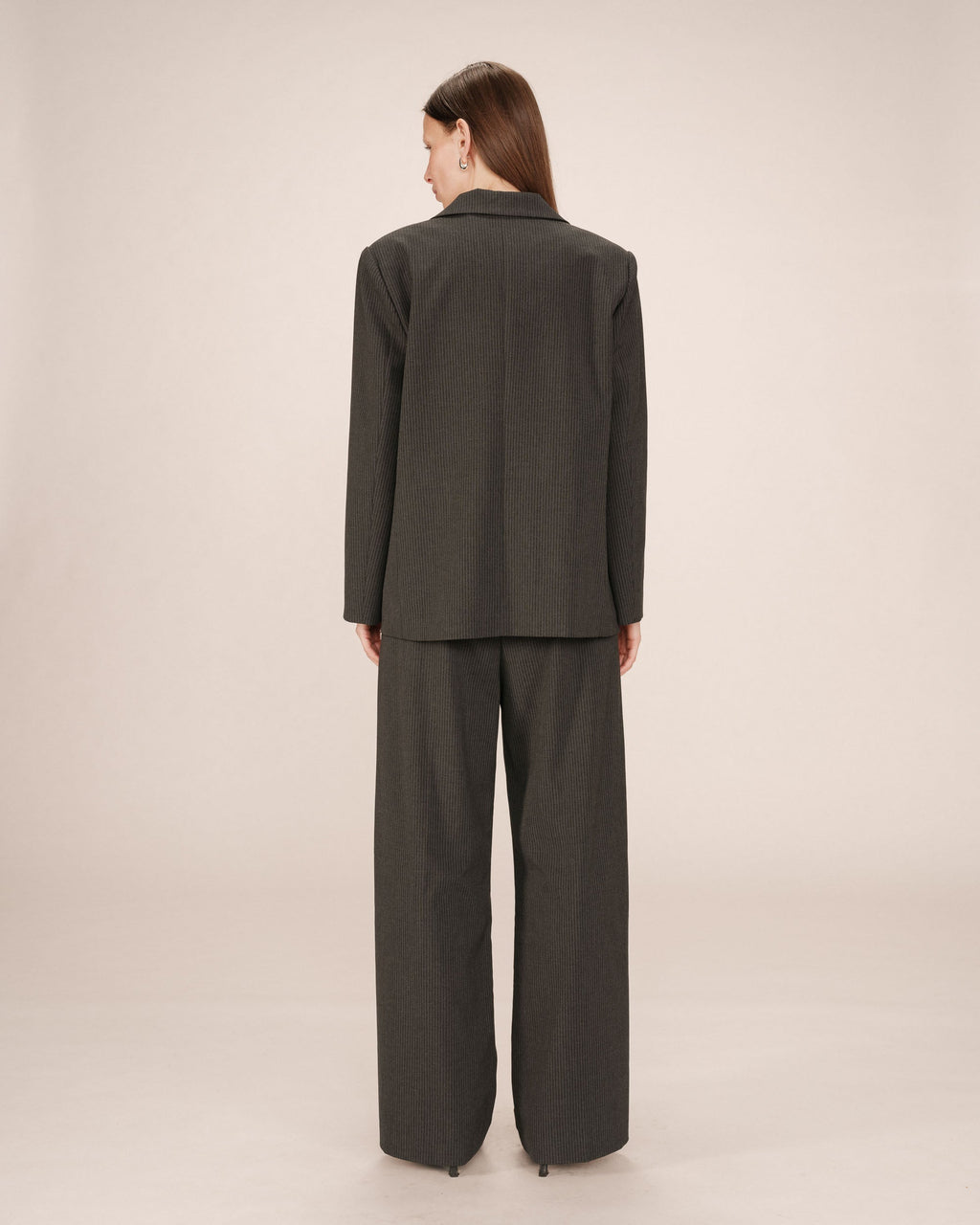 Blazer Droit A Rayures Anthracite Silly