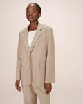 Blazer Droit A Rayures Greige Silly