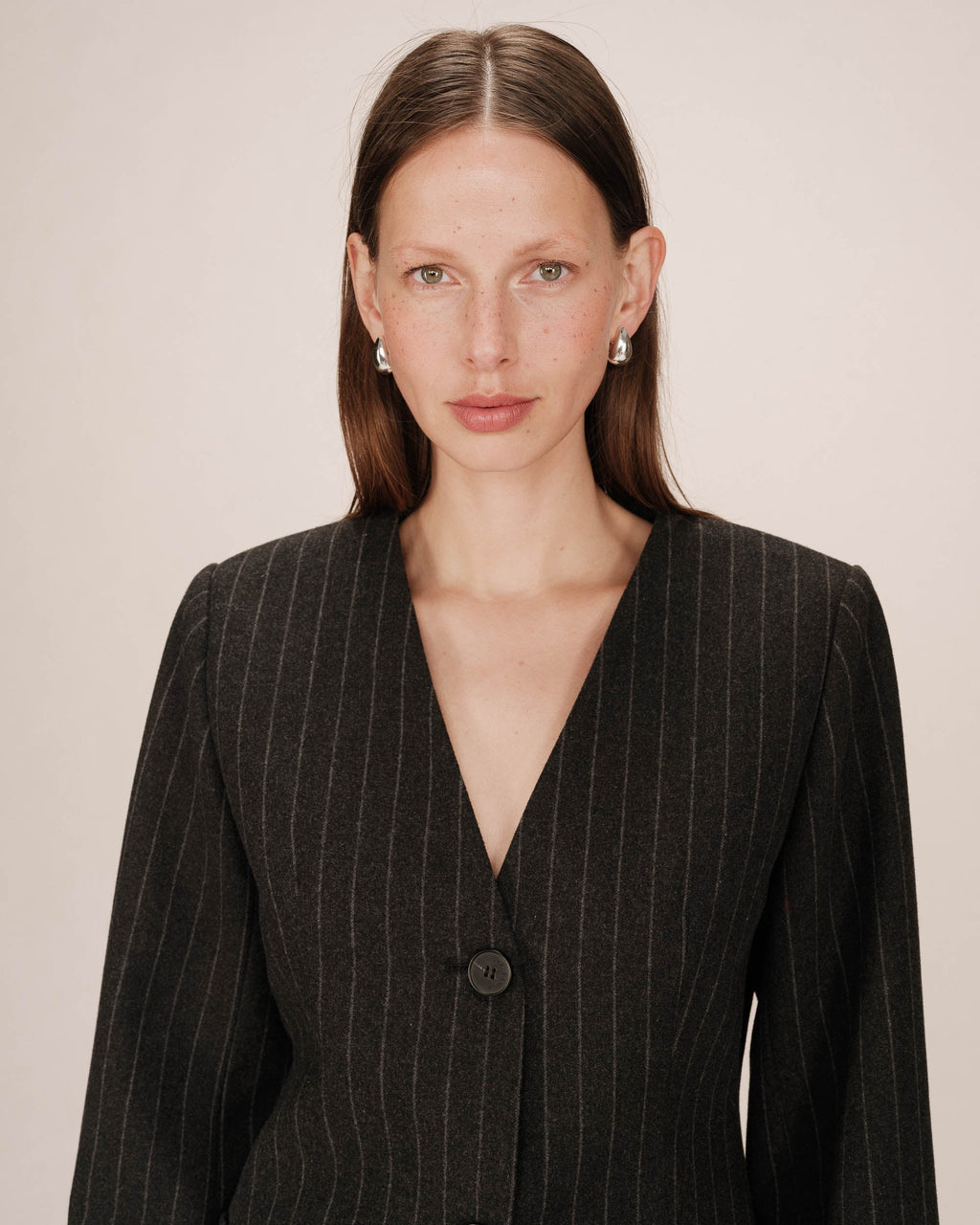 Blazer Cintre A Rayures Carbone Shain