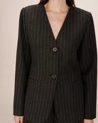 Blazer Cintre A Rayures Carbone Shain