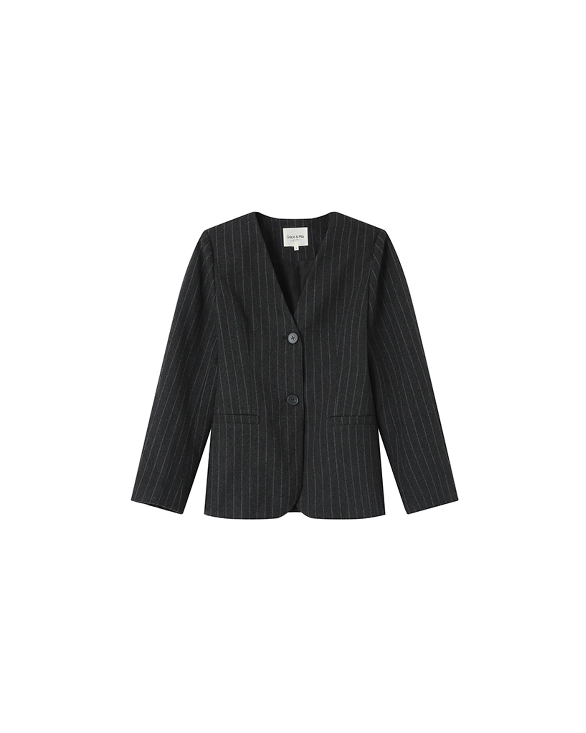 Blazer Cintre A Rayures Carbone Shain