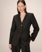 Blazer Cintre A Rayures Carbone Shain