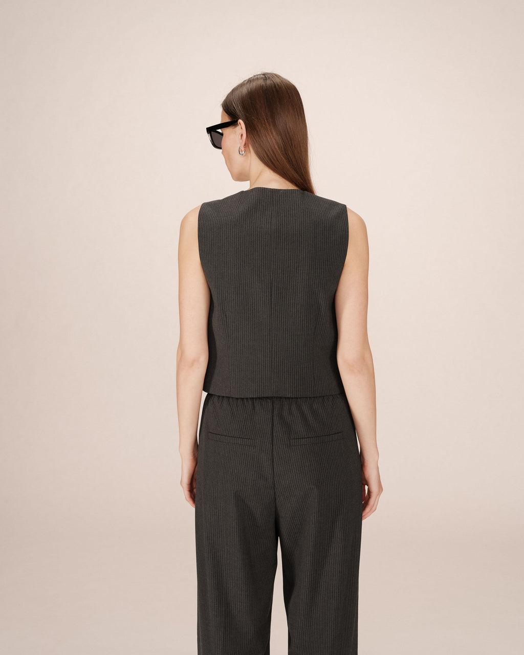 Gilet Droit A Rayures Anthracite Sister