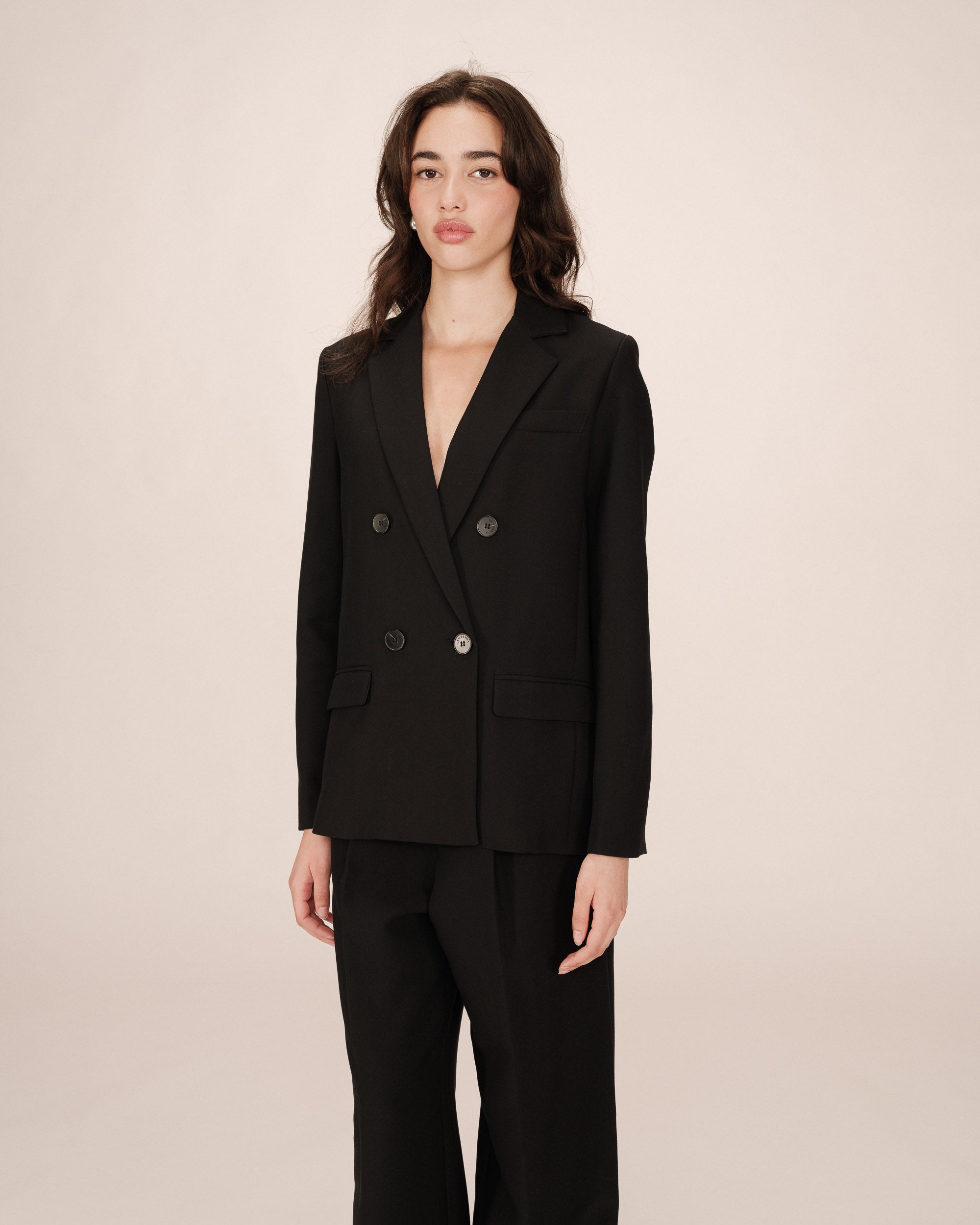Blazer Croise Droit Noir Sureau