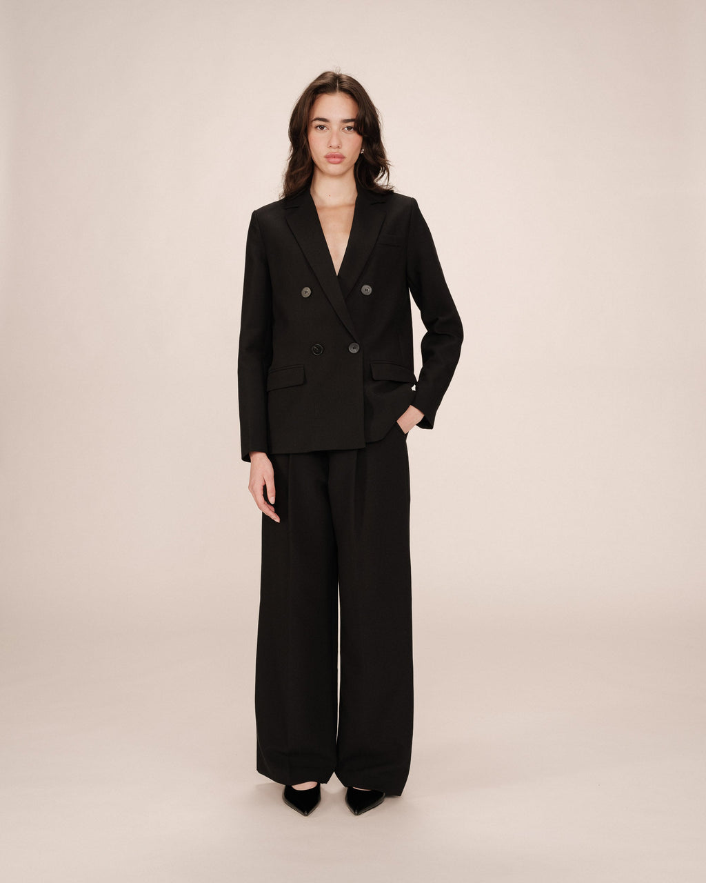 Blazer Croise Droit Noir Sureau