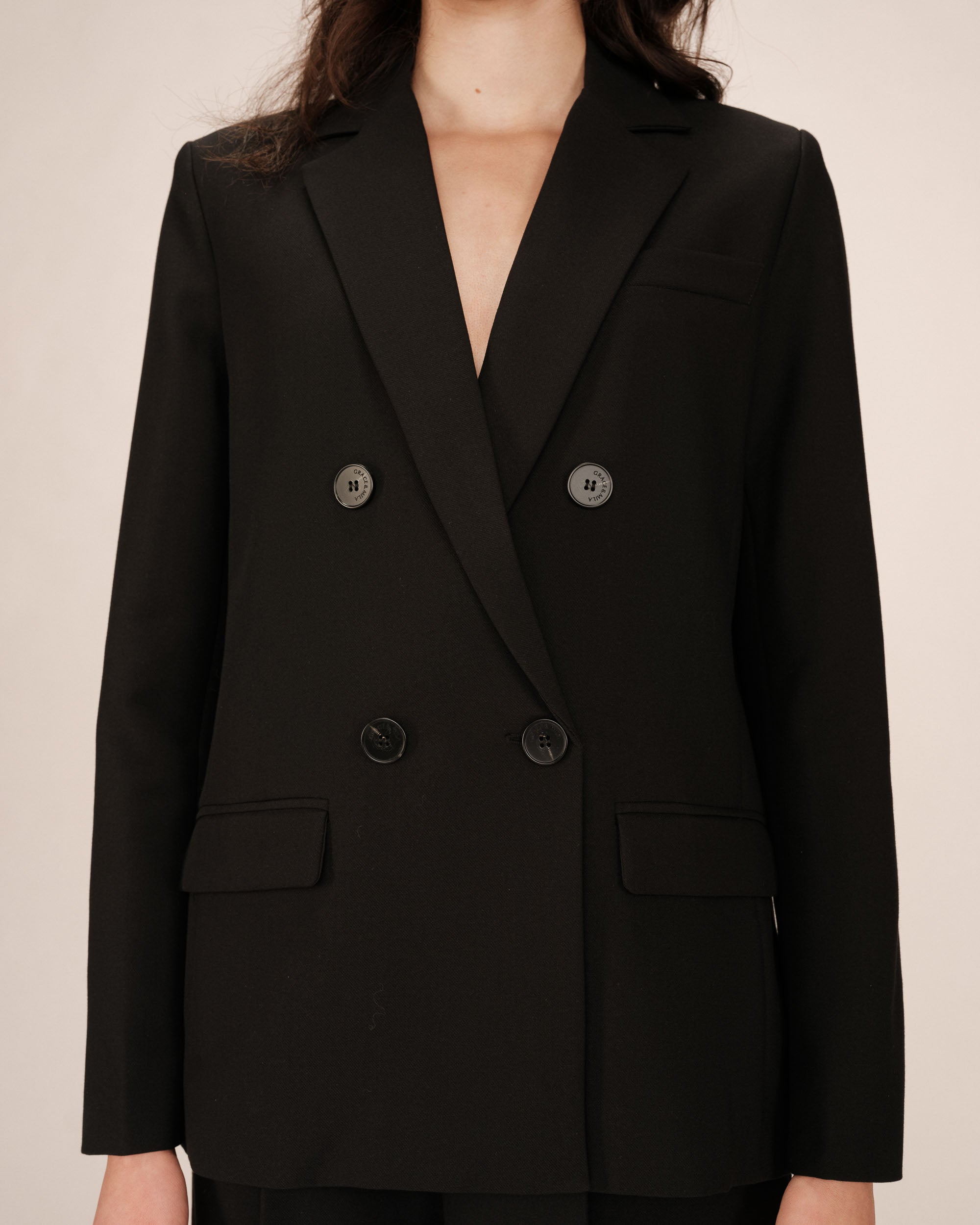 Blazer Croise Droit Noir Sureau