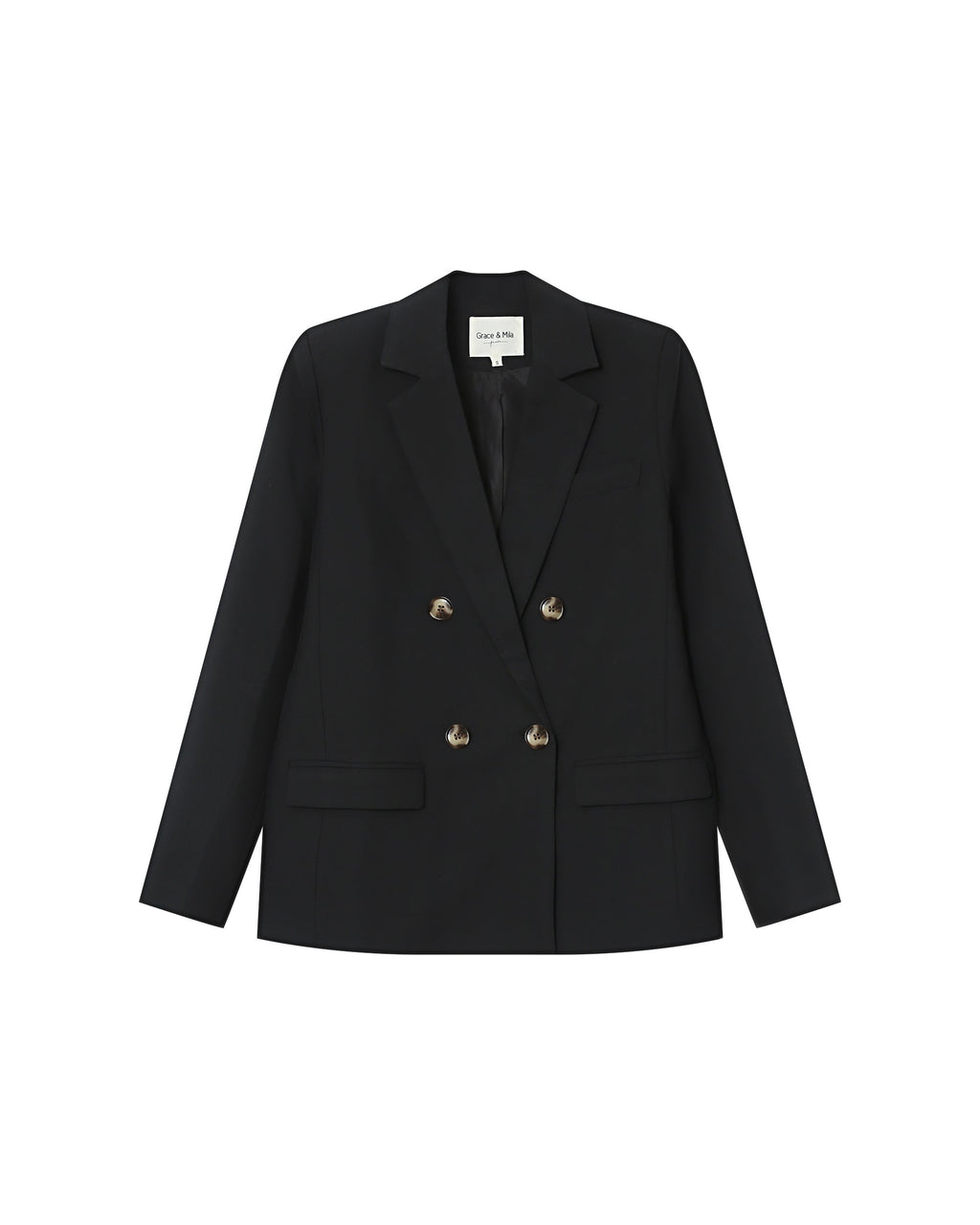 Blazer Croise Droit Noir Sureau