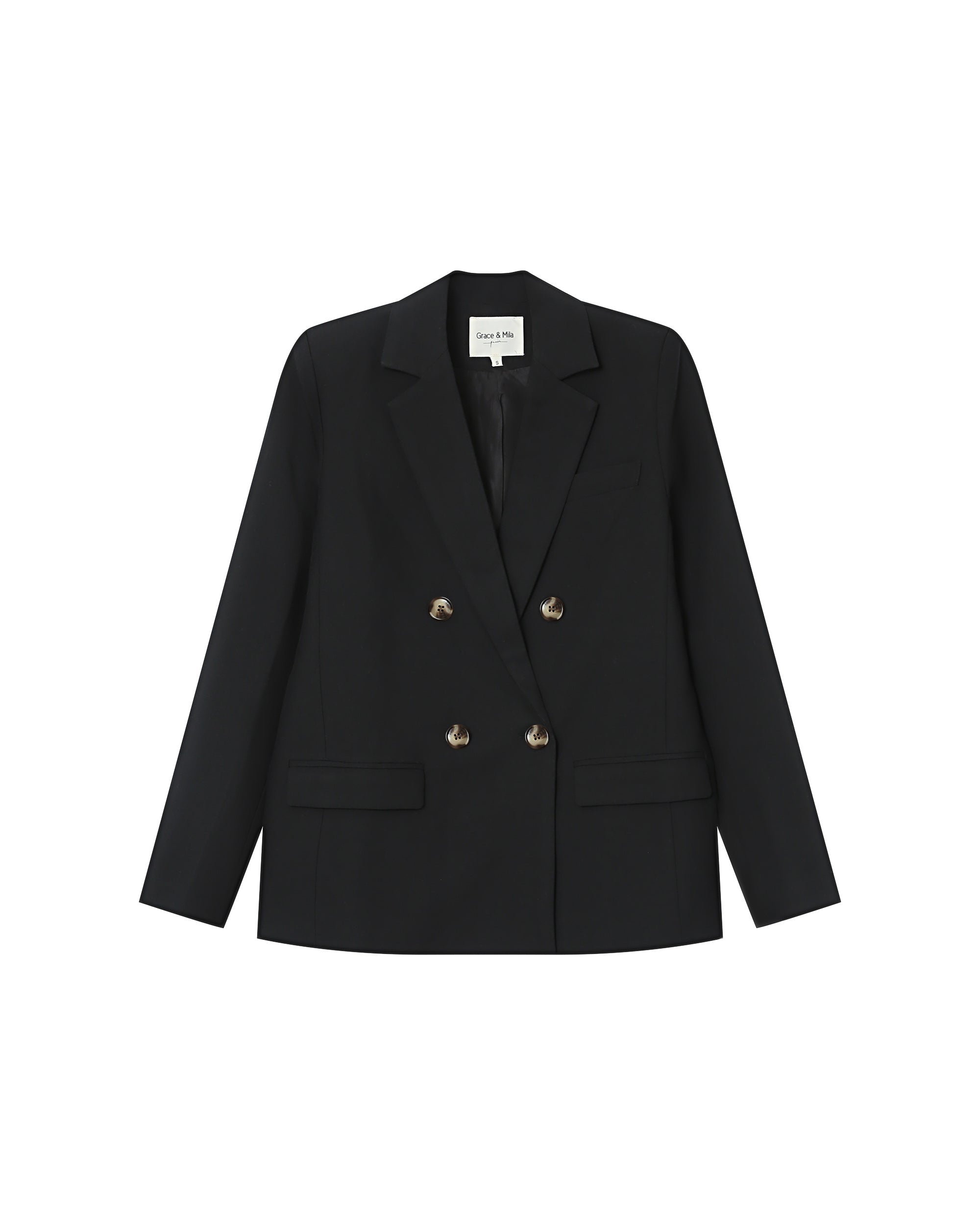 Blazer Croise Droit Noir Sureau