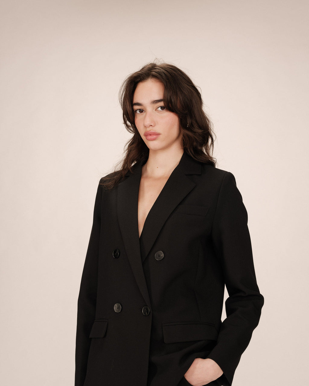 Blazer Croise Droit Noir Sureau