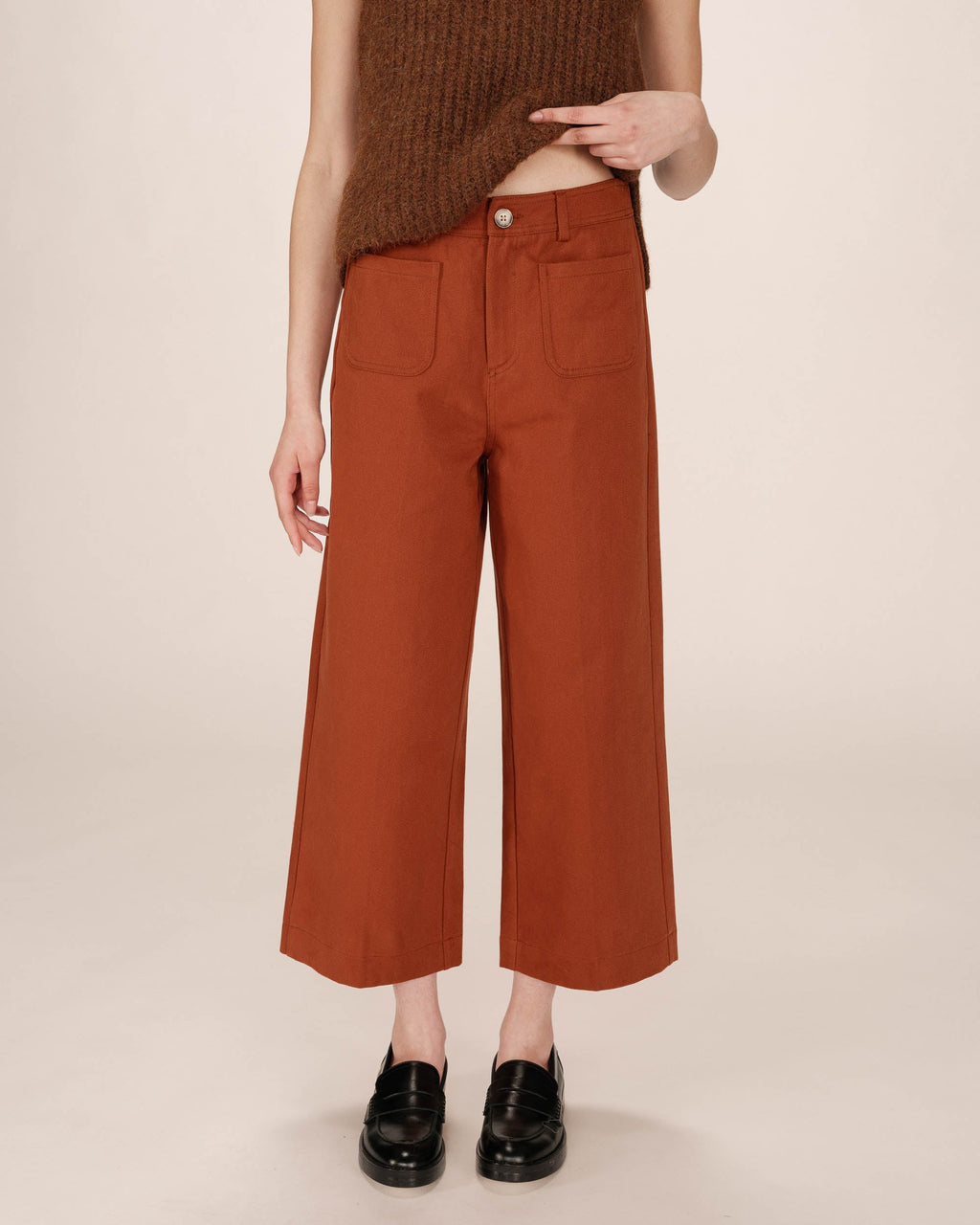 Pantalon Droit 7/8E Camel Sole