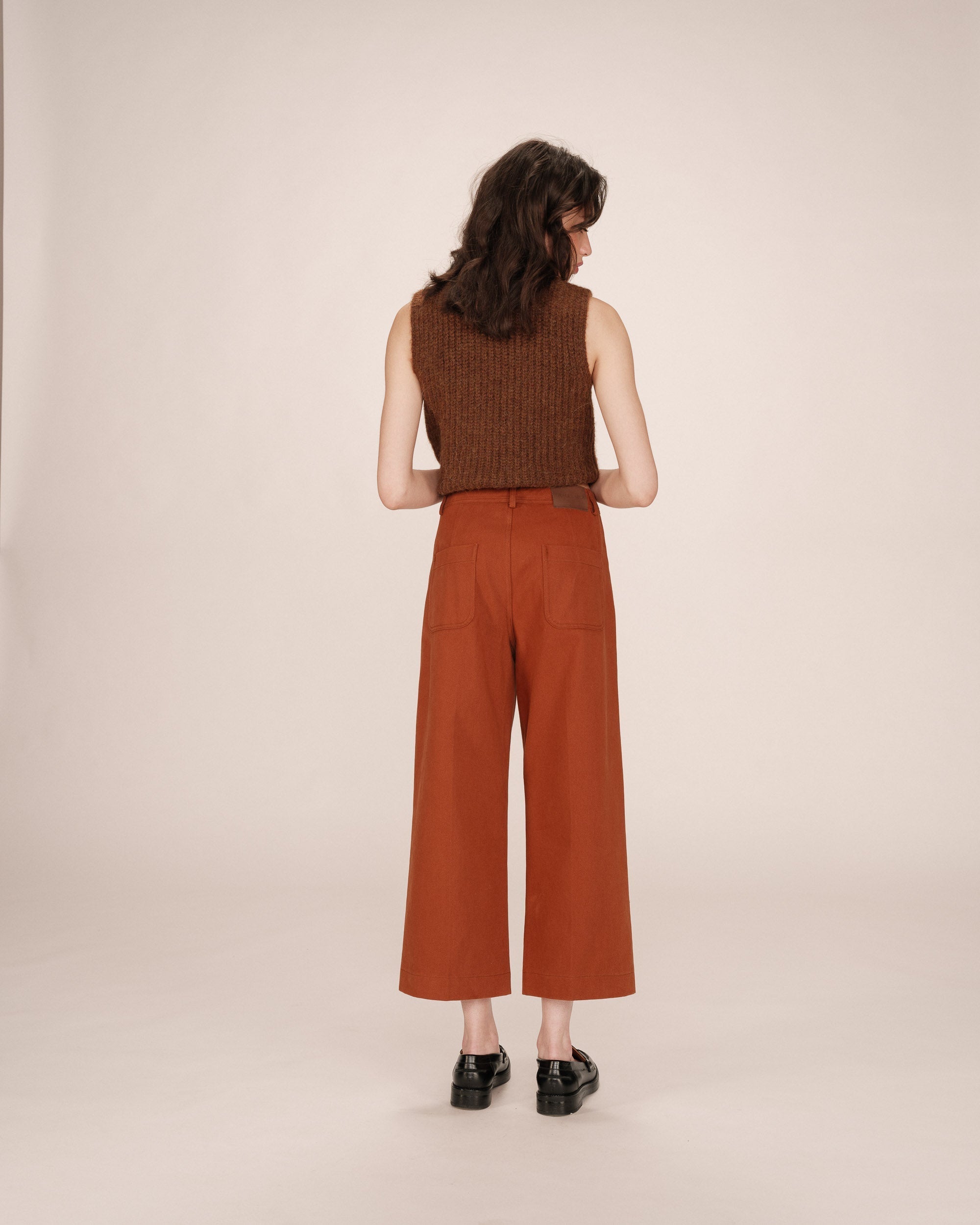 Pantalon Droit 7/8E Camel Sole